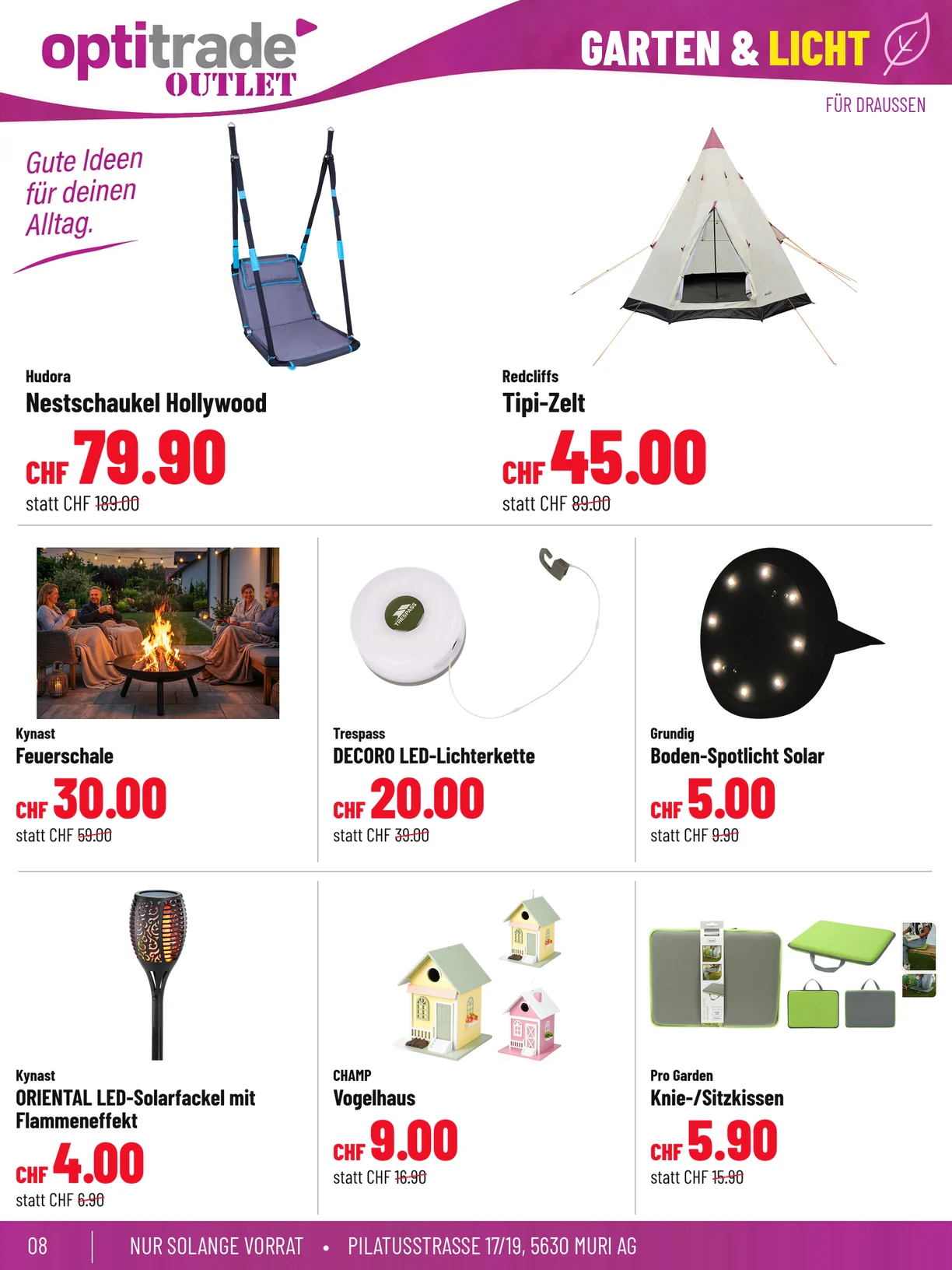 Originalprospektseite 8, Garten und Licht